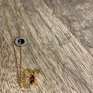 Butterfly Ruby Gold Necklace